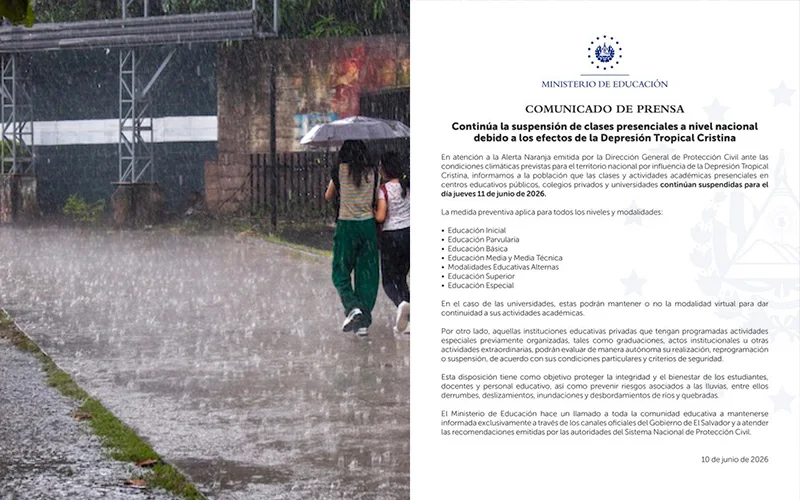 Jueves continuará la suspensión de clases en todos los niveles por depresión Cristina
