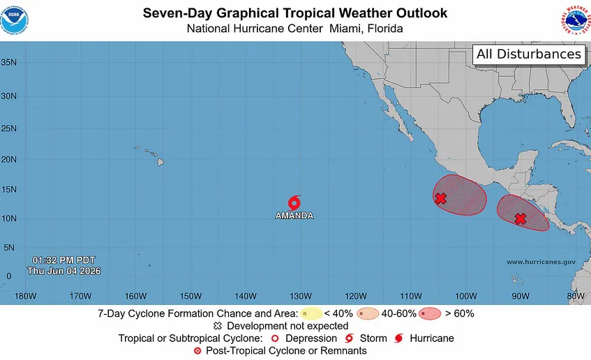 Baja presión frente a costas de Centroamérica podría formarse en depresión tropical