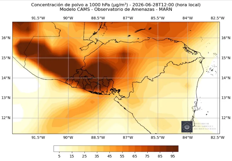 Medio Ambiente alerta por altas concentraciones de polvo del Sahara en El Salvador
