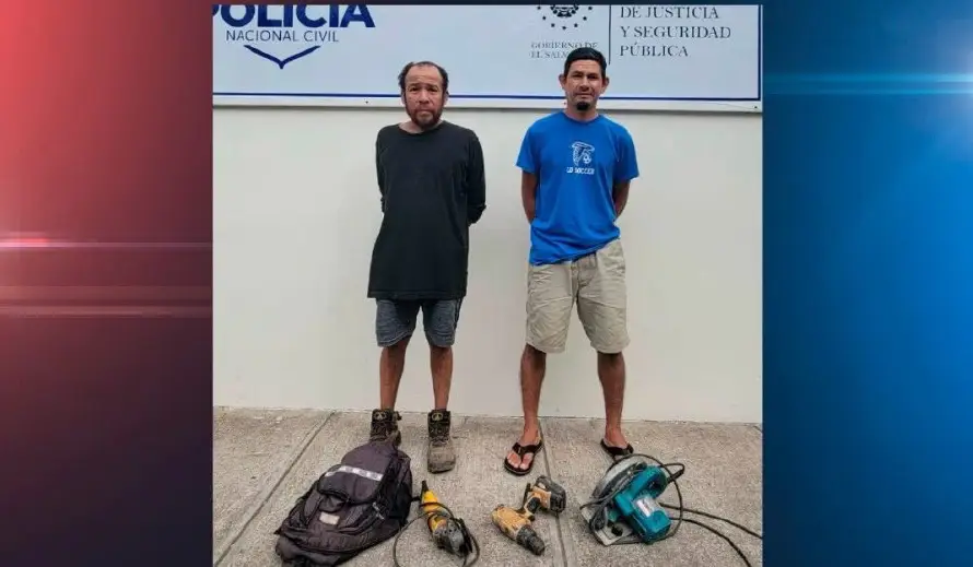 Detienen a dos hombres por el hurto de una sierra, un taladro y una pulidora en San Pedro Masahuat