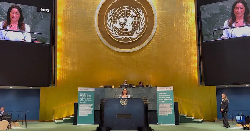 Michelle Sol en la ONU pide a sectores financiero y privado colocar el financiamiento de vivienda como el centro de agenda