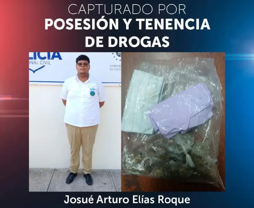 PNC arresta a joven con marihuana en un instituto en Zacatecoluca