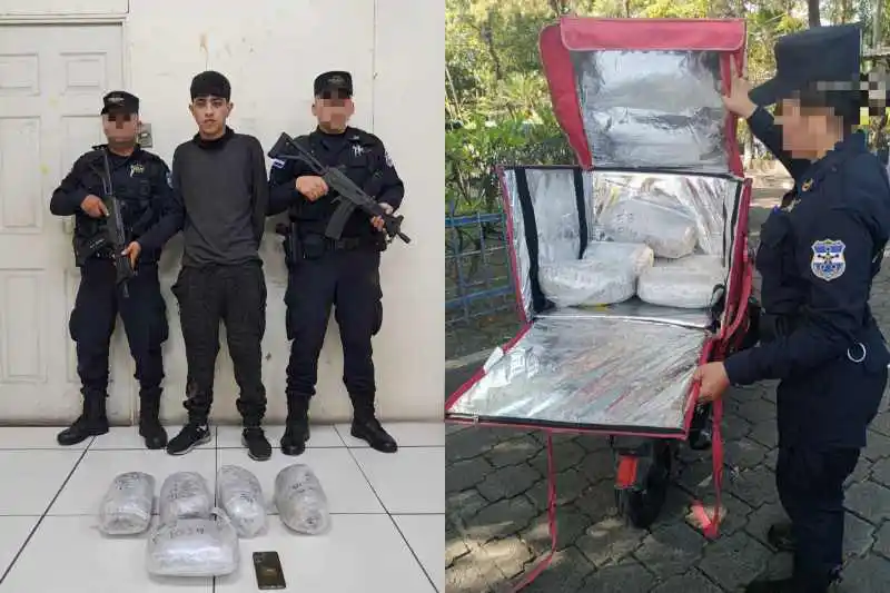 Detienen a presunto repartidor de pedidos en motocicleta con seis paquetes de marihuana