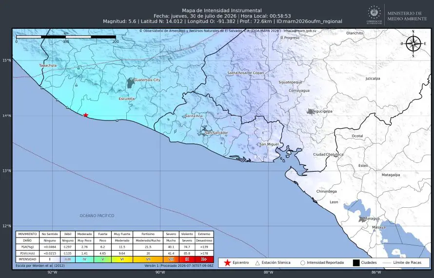 Un sismo despertó a los salvadoreños la madrugada de este jueves