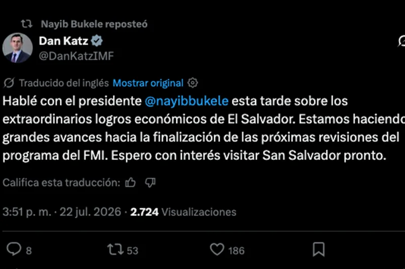 Subdirector del FMI afirma que hay “grandes avances” en las próximas revisiones del programa con El Salvador