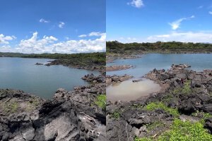 La sequía provoca descenso de nivel en el lago de Güija