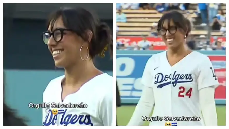 Marina Spadoni representa a El Salvador en el lanzamiento inicial entre Dodgers y Royals