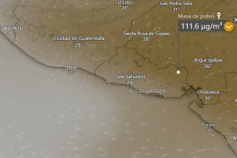 MARN alerta por alta concentración de polvo del Sahara para este jueves