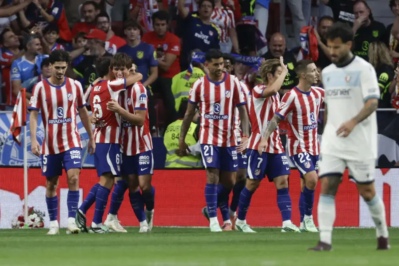 Atlético golea a Osasuna antes de enfrentar al Real Madrid
